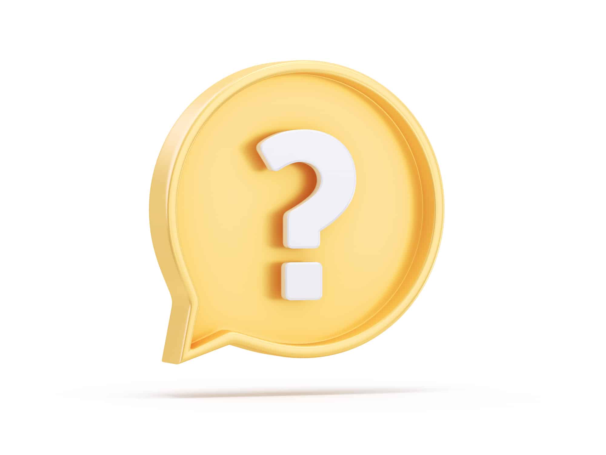 Speech bubble with question mark with white background.