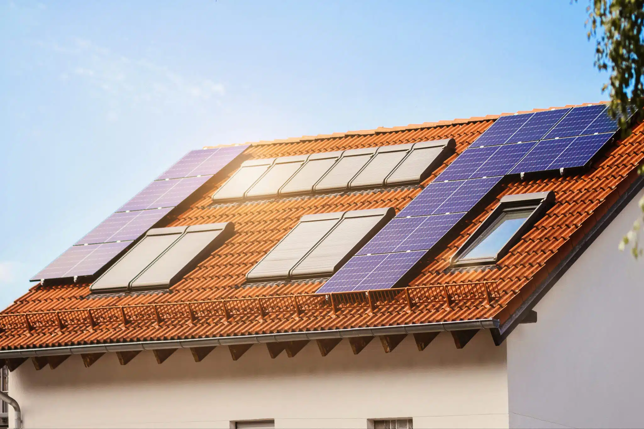 Roof with Solar Panels and Skylights Dormers, Solar Gains.