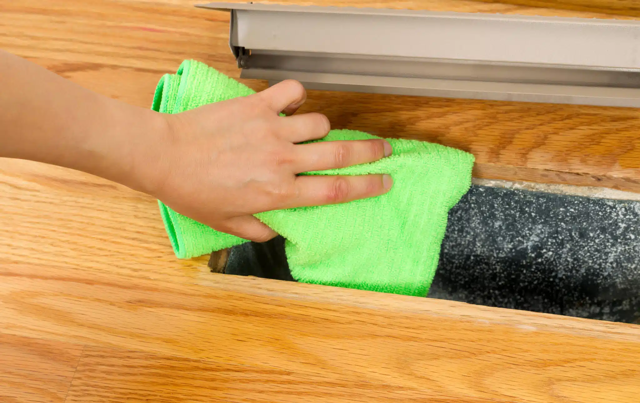 Cleaning Inside Heater Floor Vent with Microfiber Rag, Space Heaters.