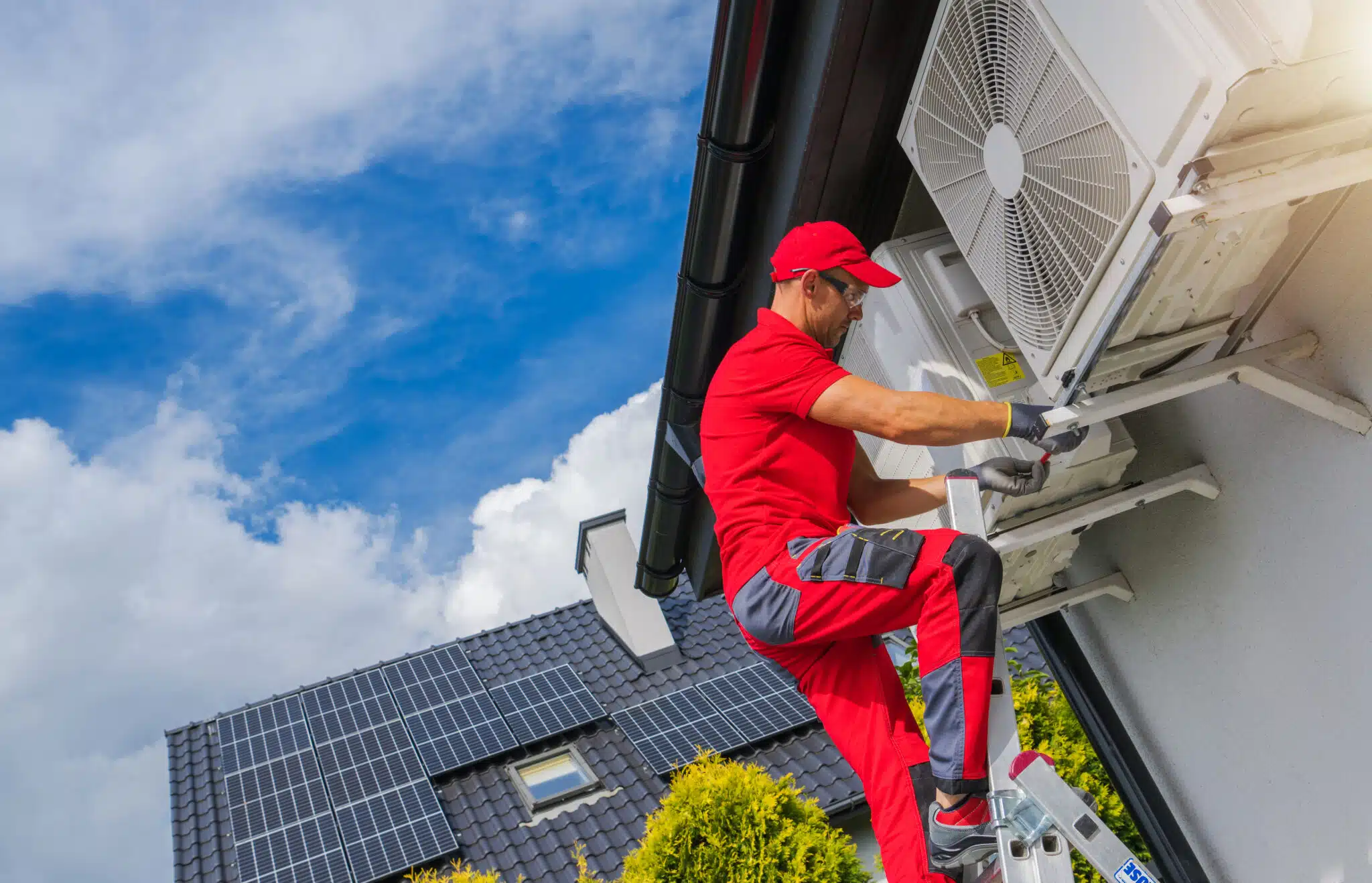 Heat Pump and Solar Panels.