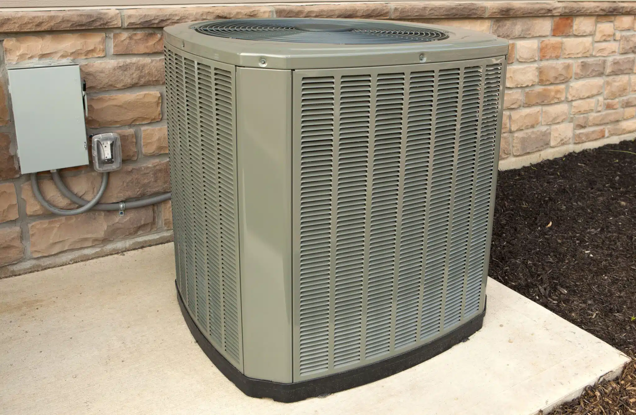 Outdoor unit of a high efficiency air conditioner or heat pump maintenance.